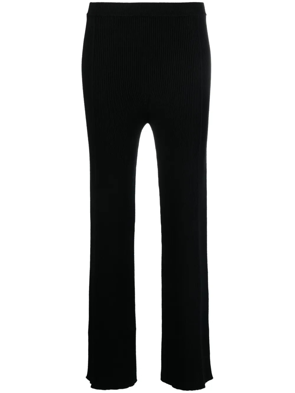 Straight-Leg Rib-Knit Trousers
