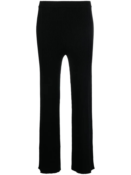 Straight-Leg Rib-Knit Trousers