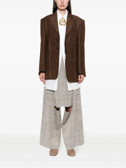 Distressed Wide-Leg Trousers