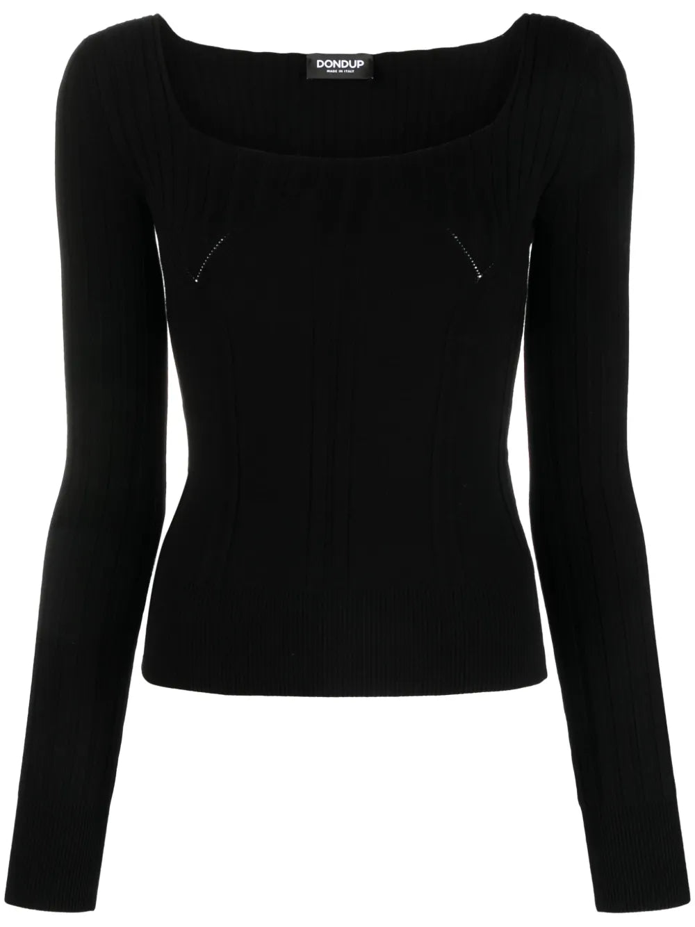 Panelled Ribbed-Knit Long-Sleeve Top