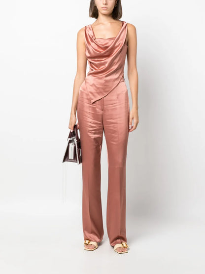 Petra Sleeveless Draped Satin Top