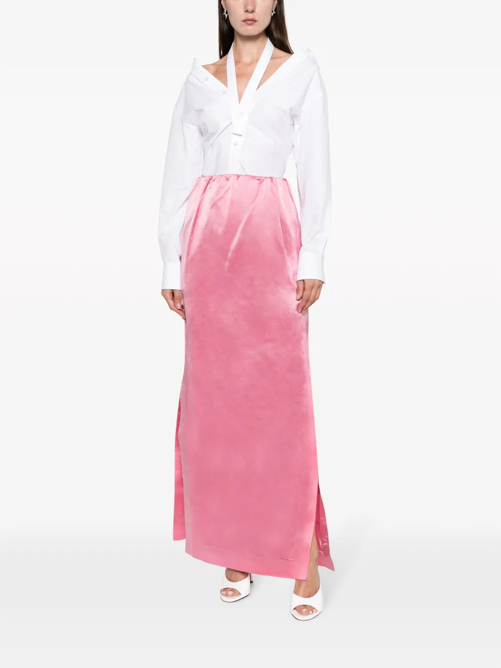 Crinkled Silk Maxi Skirt
