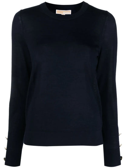Button-Fastening Cuff Knit Jumper