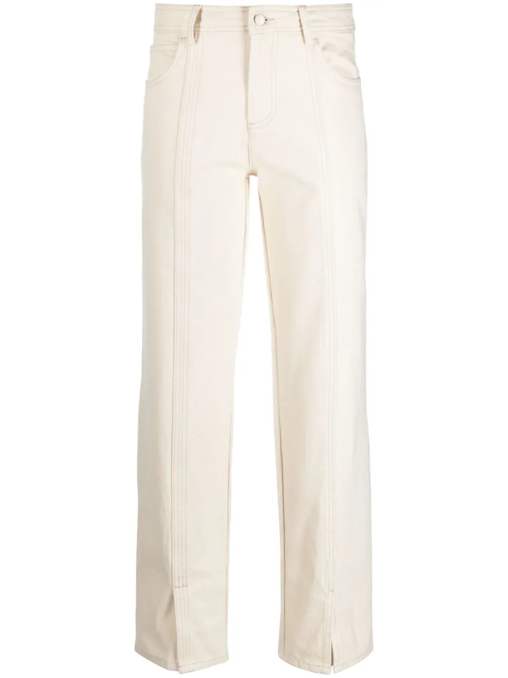 Curl Slit-Detail Straight-Leg Jeans