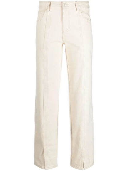 Curl Slit-Detail Straight-Leg Jeans