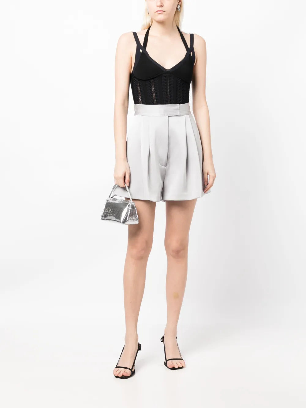 Pleated High-Waisted Shorts