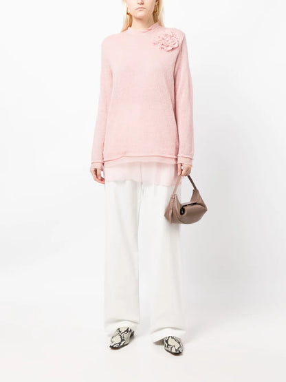 Floral-Appliqué Sweater