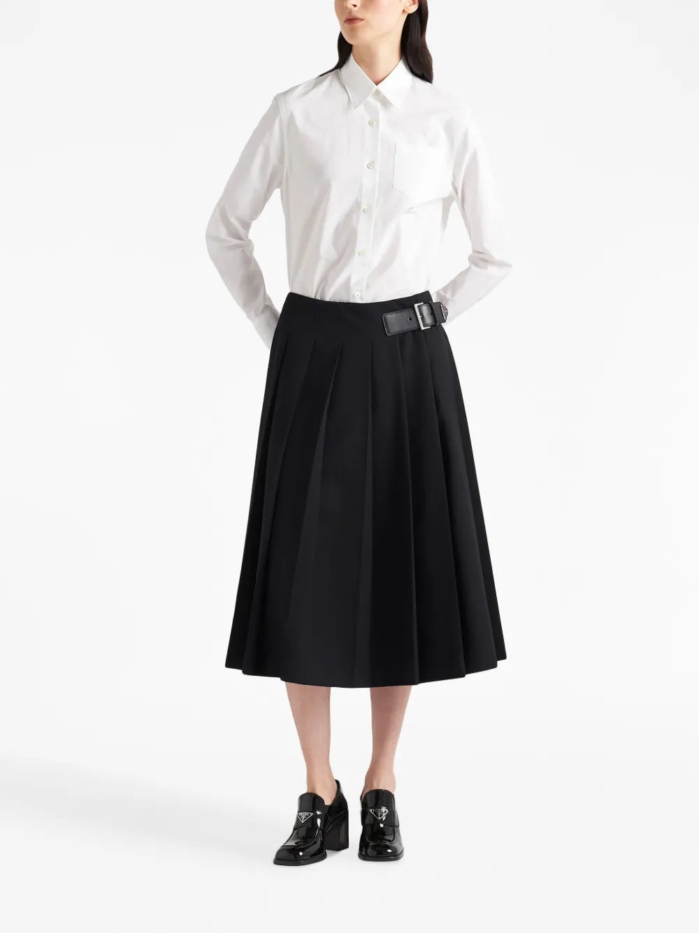 Pleated Gabardine Miniskirt