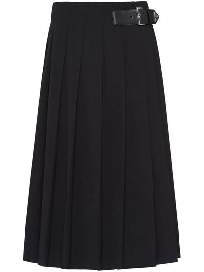 Pleated Gabardine Miniskirt