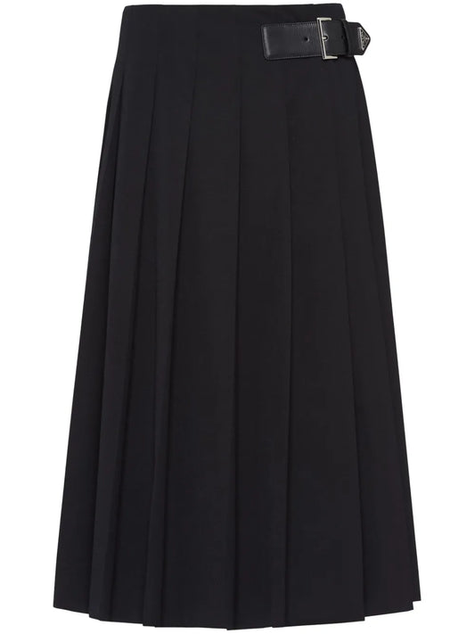 Pleated Gabardine Miniskirt