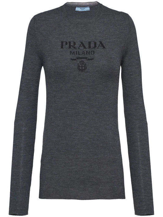 Logo-Intarsia Wool Jumper