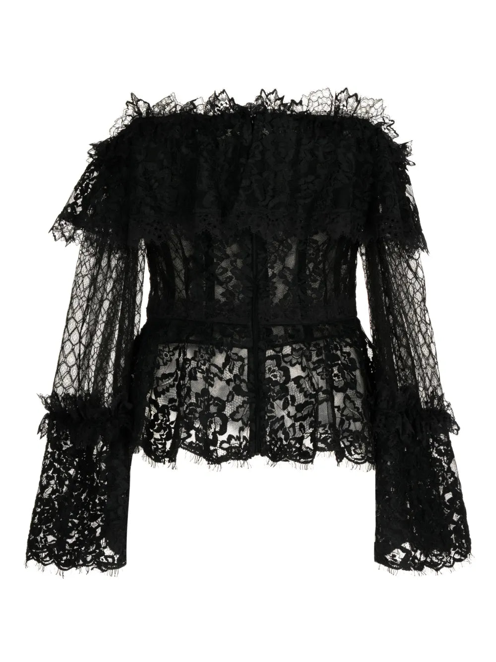 Off-Shoulder Floral-Lace Peplum Blouse