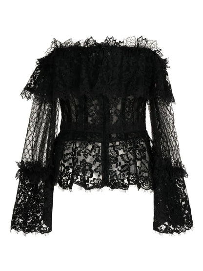 Off-Shoulder Floral-Lace Peplum Blouse