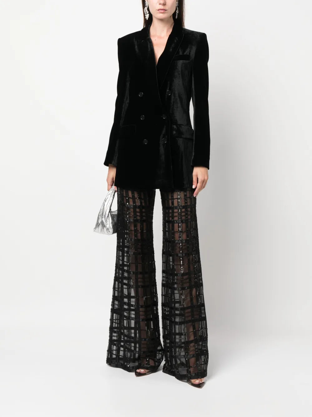 Double-Breasted Velvet Blazer