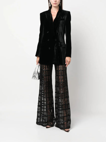 Double-Breasted Velvet Blazer