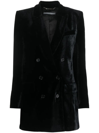 Double-Breasted Velvet Blazer
