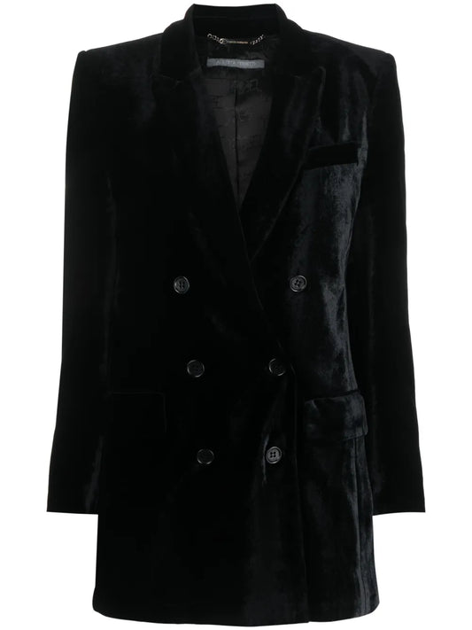 Double-Breasted Velvet Blazer