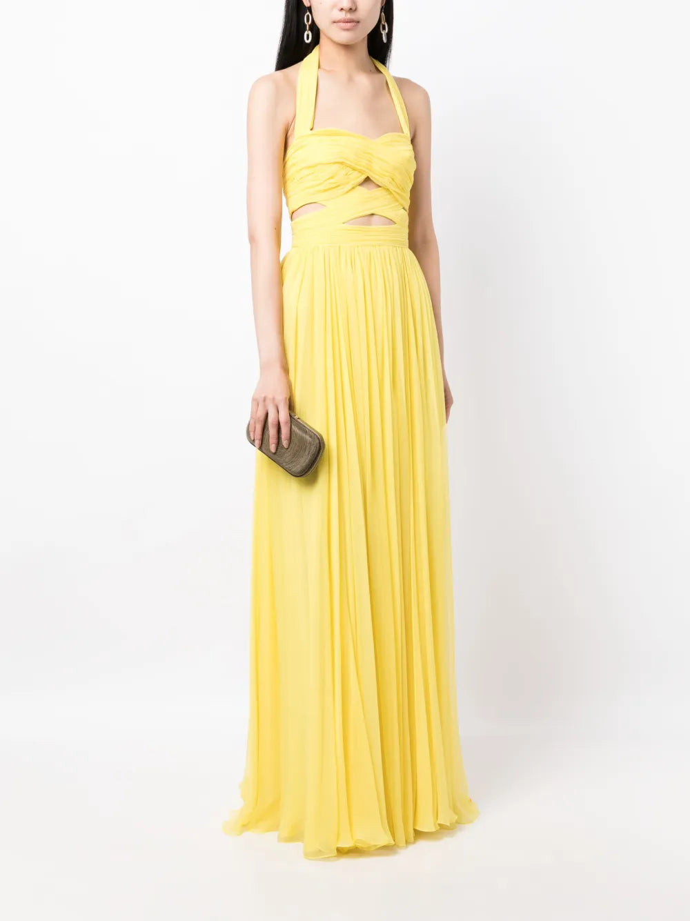 Draped Cut-Out Silk Gown