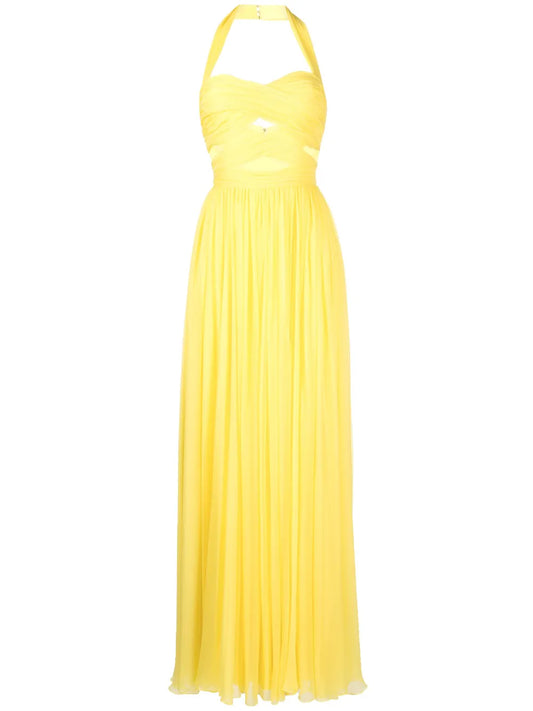 Draped Cut-Out Silk Gown