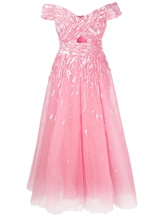 Off-Shoulder Embellished Gown