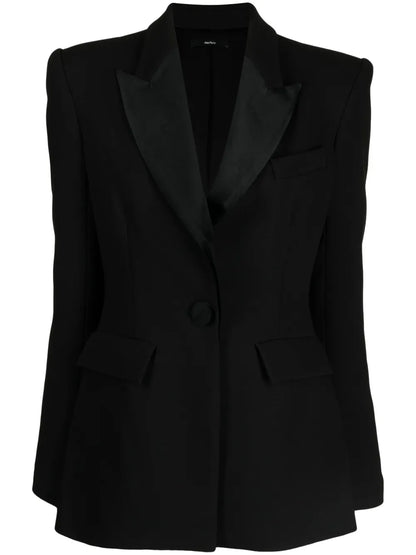 Peak-Lapel Padded-Shoulder Blazer