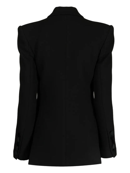 Peak-Lapel Padded-Shoulder Blazer