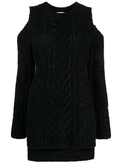 Cable-Knit Off-Shoulder Sweatshirt