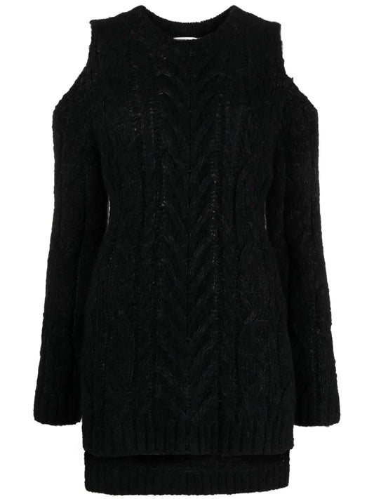 Cable-Knit Off-Shoulder Sweatshirt