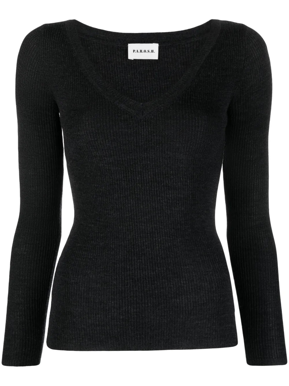 V-Neck Ribbed Wool Jumper