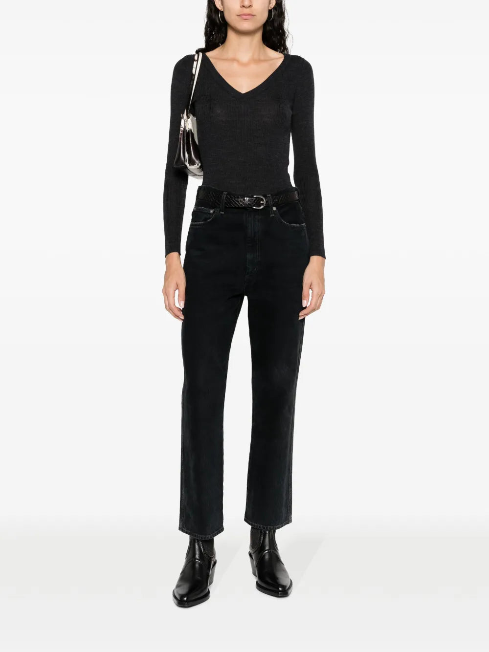 V-Neck Ribbed Wool Jumper