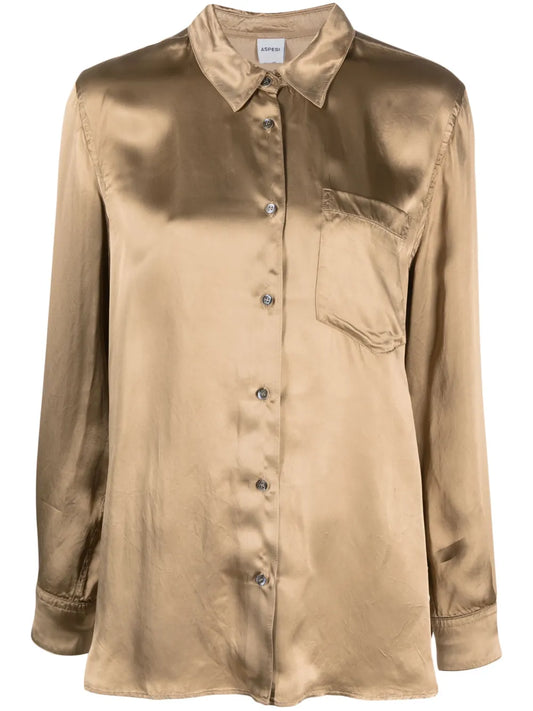 Long-Sleeve Satin-Finish Shirt