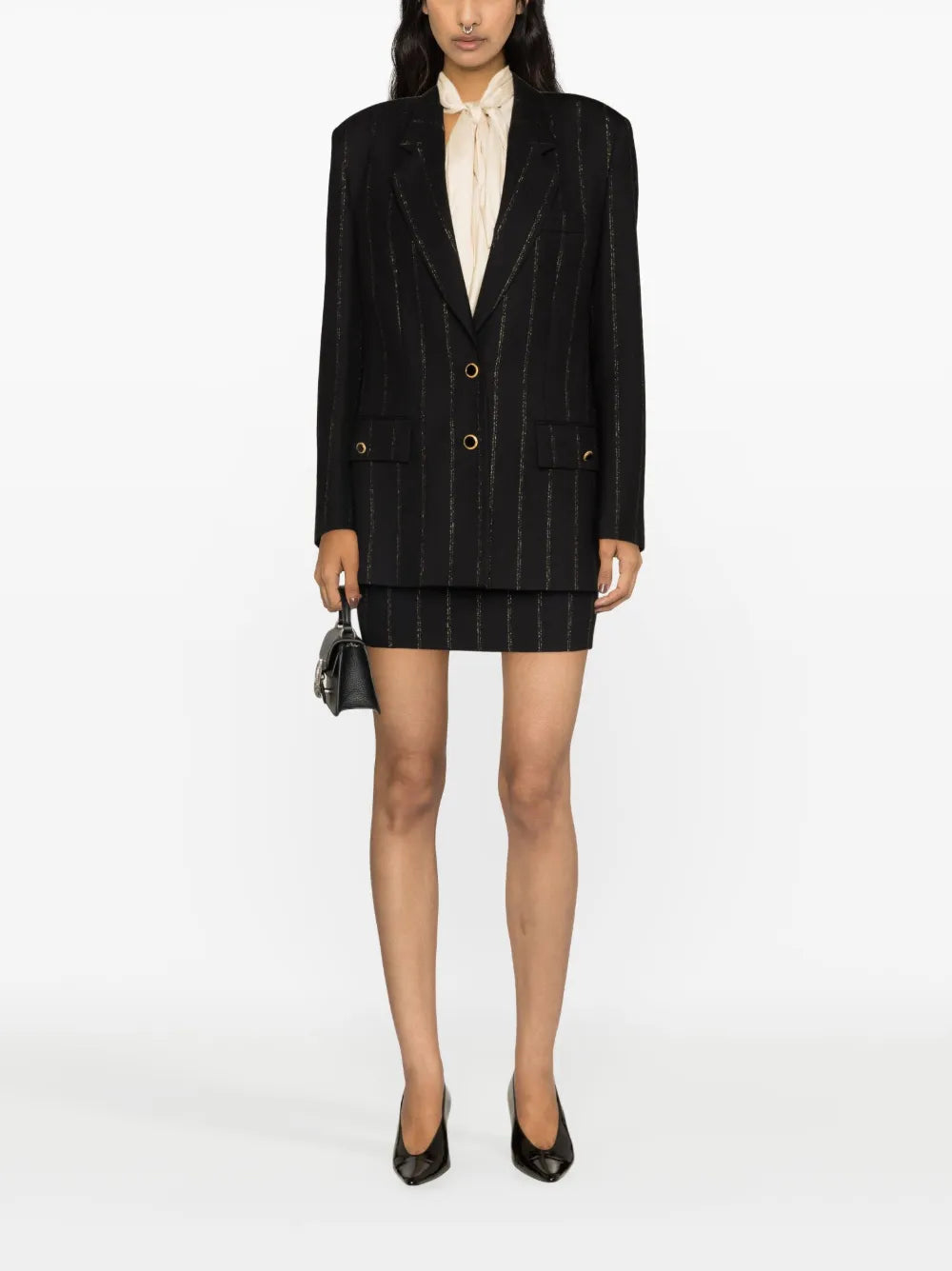 Striped Single-Breasted Blazer