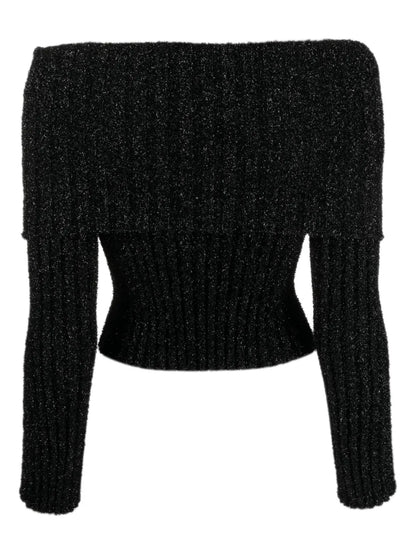 Ribbed Cut-Out Cropped Jumper
