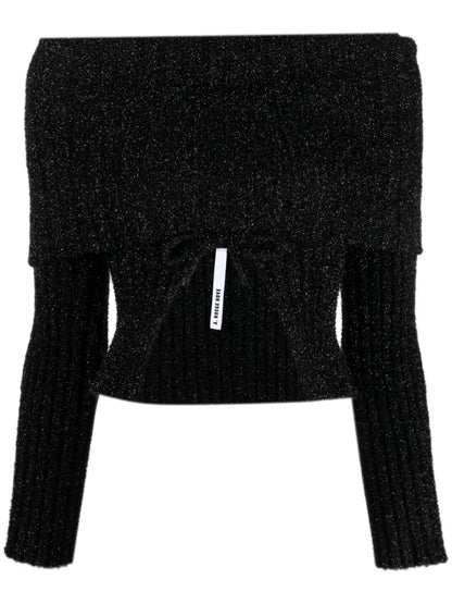 Ribbed Cut-Out Cropped Jumper