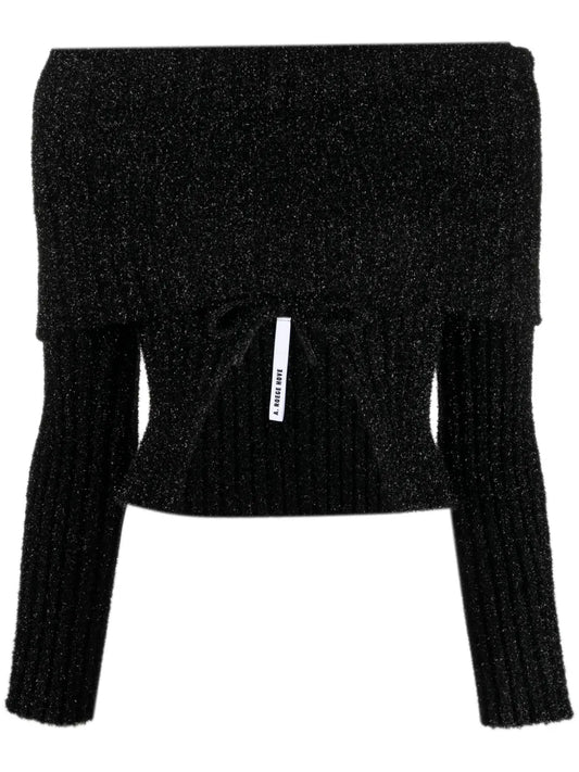 Ribbed Cut-Out Cropped Jumper