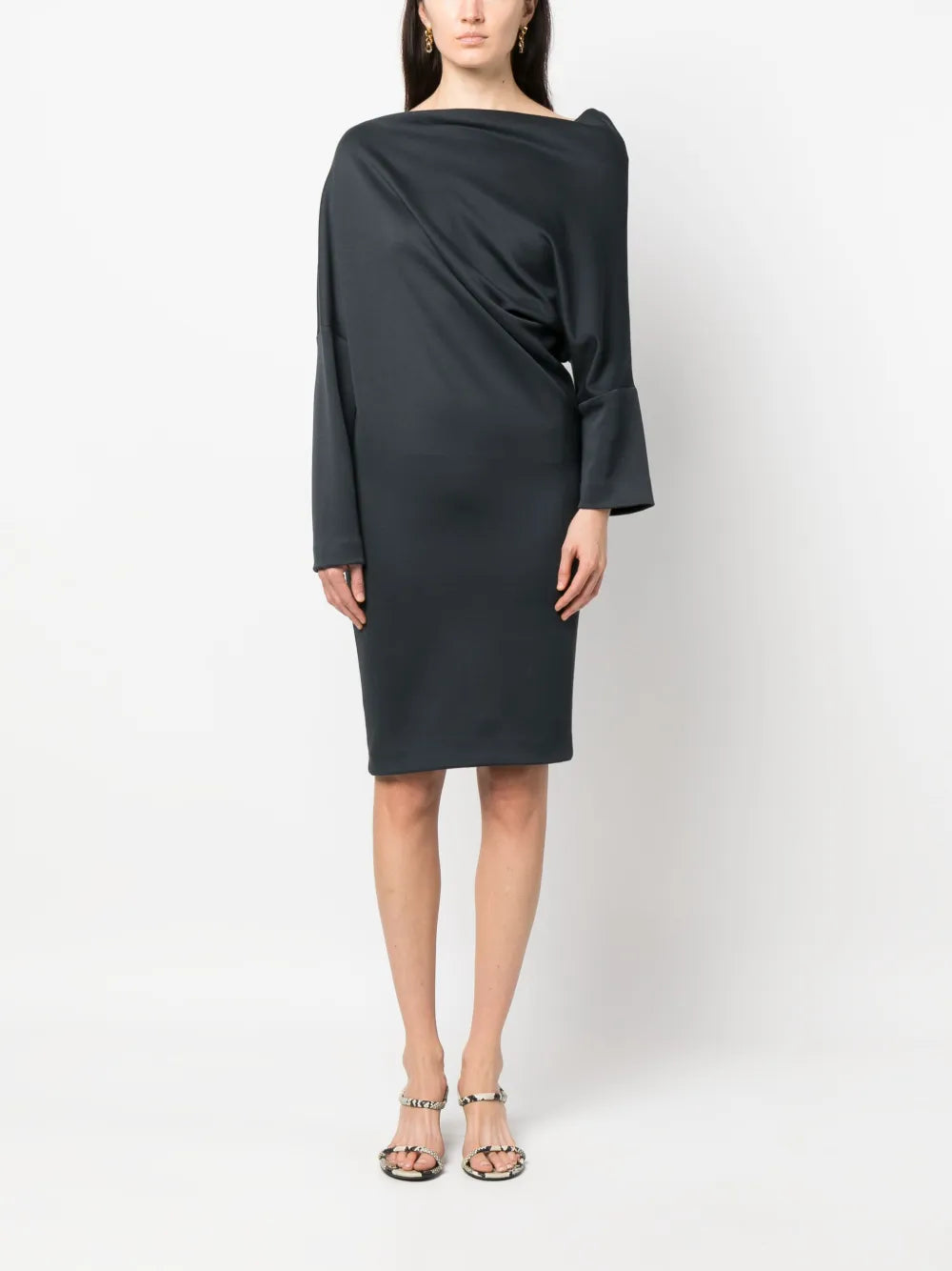 Asymmetrical Boat Neck Dress
