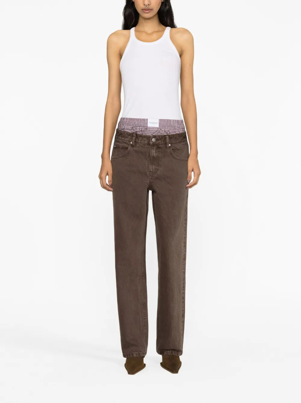 High-Rise Layered-Boxer Jeans