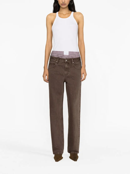 High-Rise Layered-Boxer Jeans
