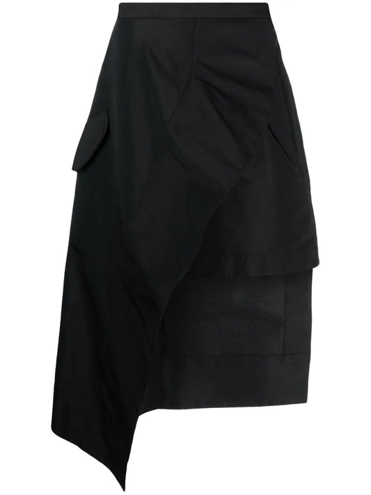 Wrap-Design Asymmetric Midi Skirt