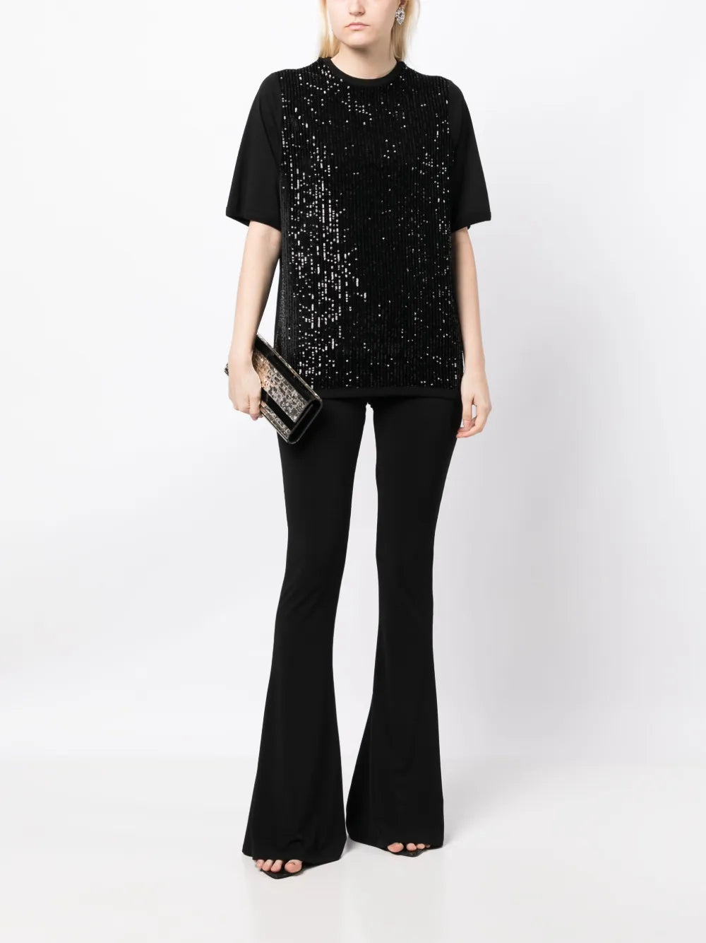Sequin-Embellished Velvet T-Shirt