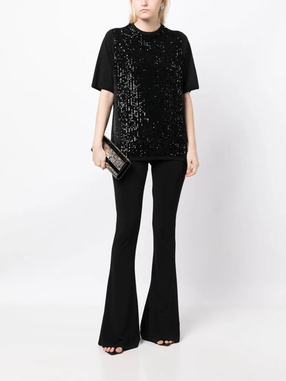 Sequin-Embellished Velvet T-Shirt