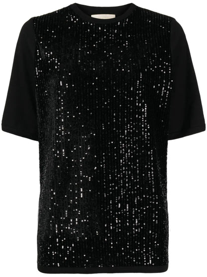 Sequin-Embellished Velvet T-Shirt