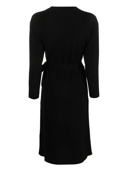 Long-Sleeve Self-Tie Midi Dress