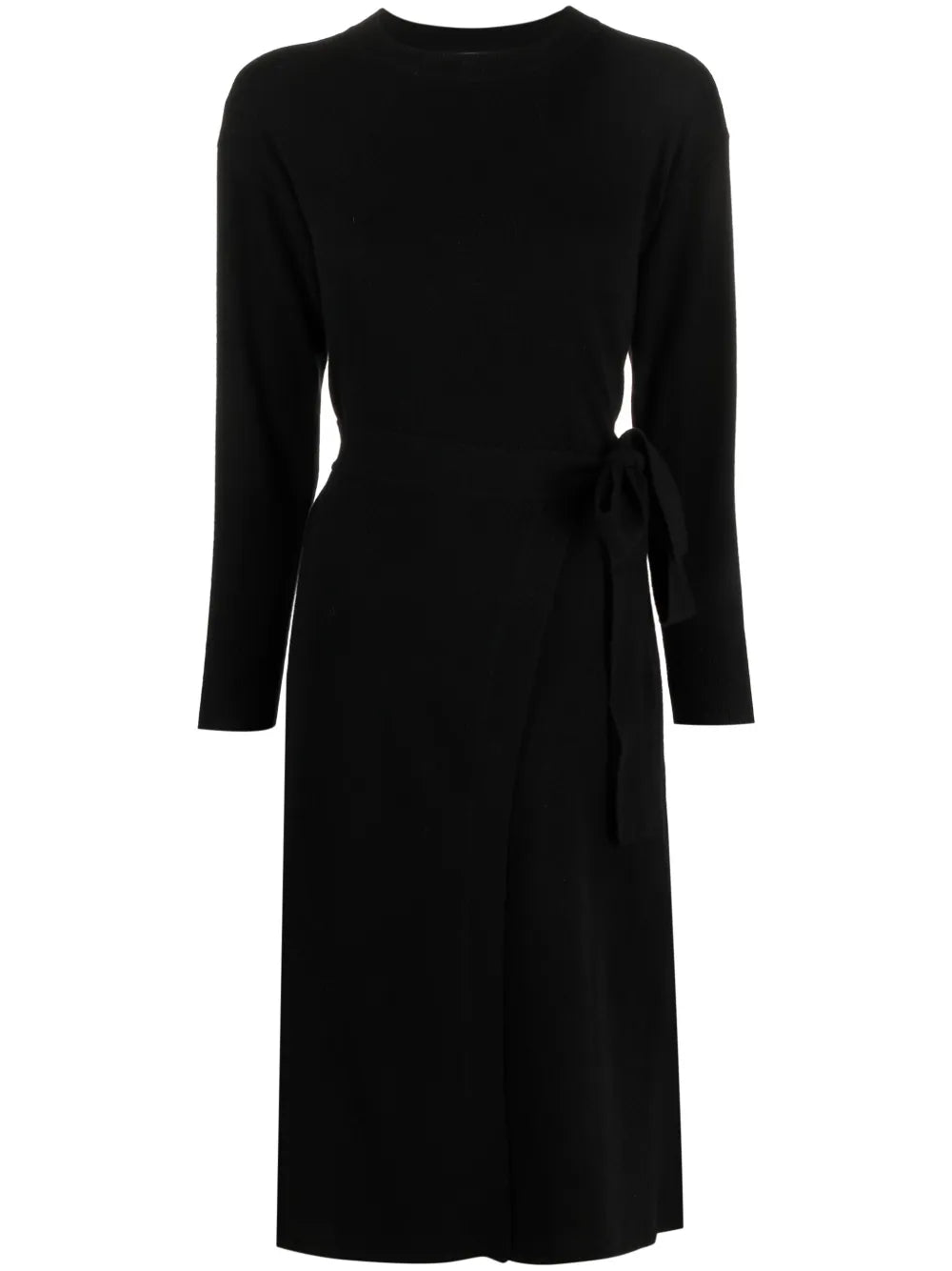 Long-Sleeve Self-Tie Midi Dress