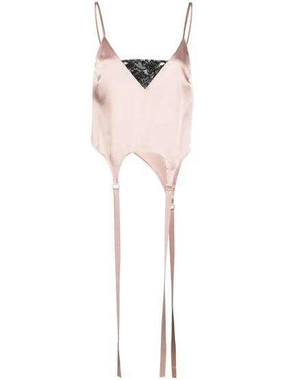 Lace-Panel Satin Camisole Top
