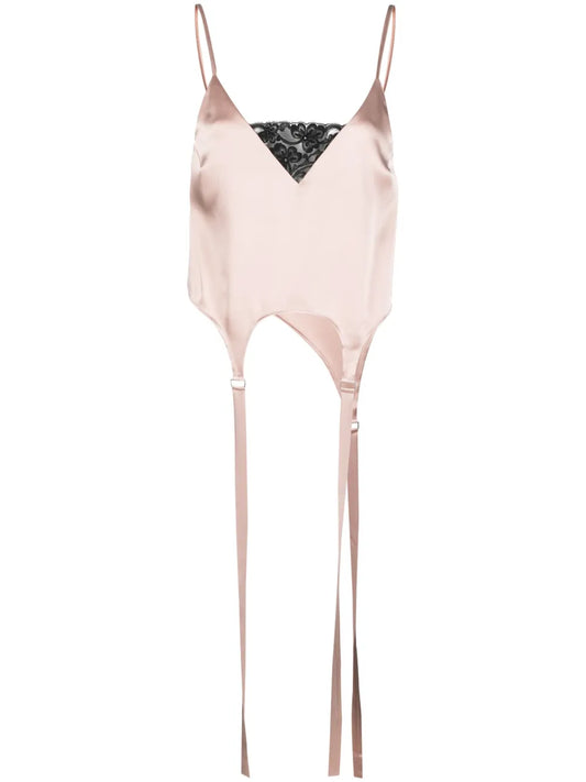Lace-Panel Satin Camisole Top
