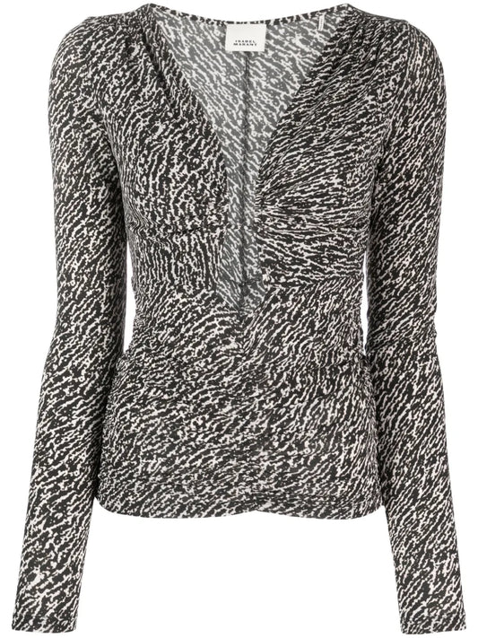 Laura Abstract-Print Cut-Out Top