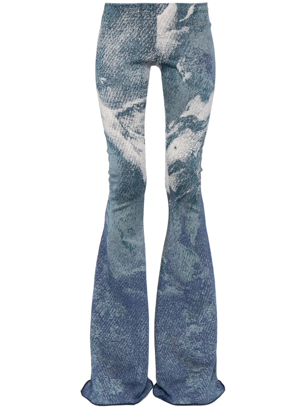 Patterned-Jacquard Glitter Flared Trousers