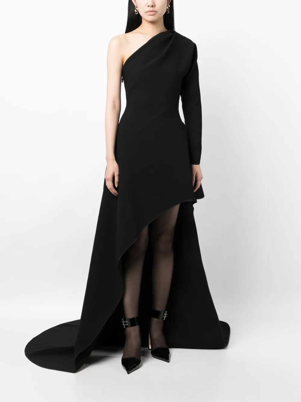 One-Shoulder High-Low Hem Gown