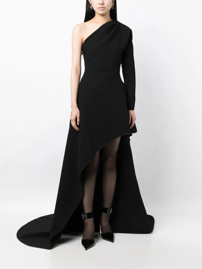 One-Shoulder High-Low Hem Gown